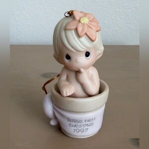 Precious Moments Baby's First Christmas Ornament - Cream and Pink